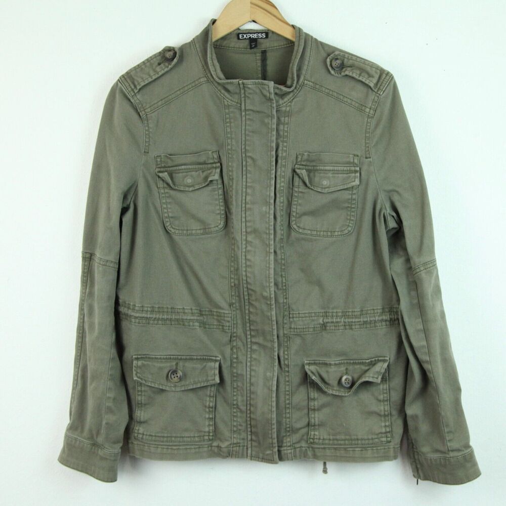 Express Medium Jacket Olive‎ Green Gorpcore Utility Army Cargo Pockets Y2K Style
